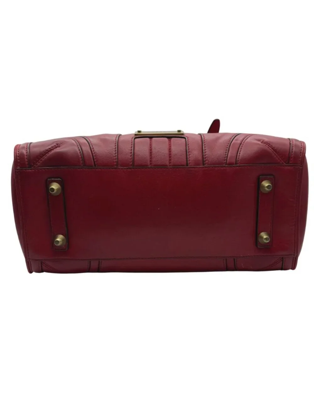 VTG LAMB red leather satchel hand bag Gwen Stefani barrel bag top handle pockets